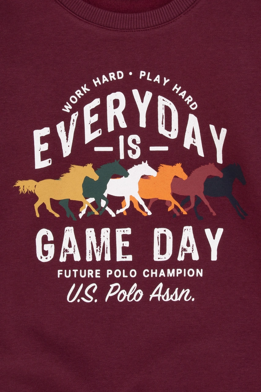 U.S. Polo Assn. Erkek Çocuk Bordo Şardonlu Bisiklet Yaka Sweatshirt 50316406-VR177