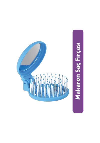 Beauty Makaron Saç Fırçası - 3d Esnek, Aynalı, Çanta Boy - Compact Detangler Derin Mavi