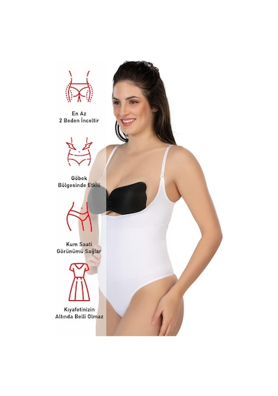 Beyaz Mı Emay 2076 Göğüsü Açık String Body Korse Beyaz