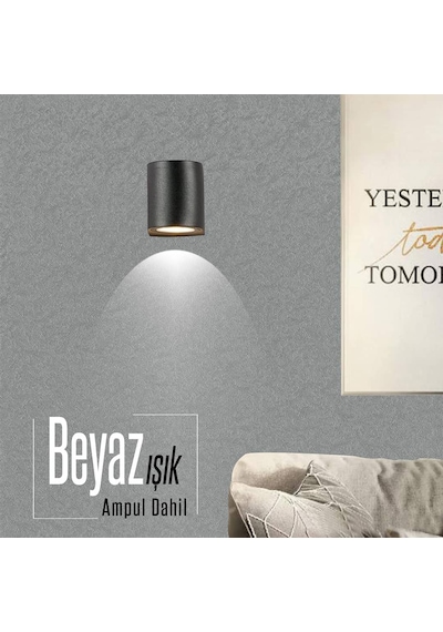Tek Yönlü İç - Dış Mekan Dekoratif Siyah Aplik - Beyaz I Beyaz