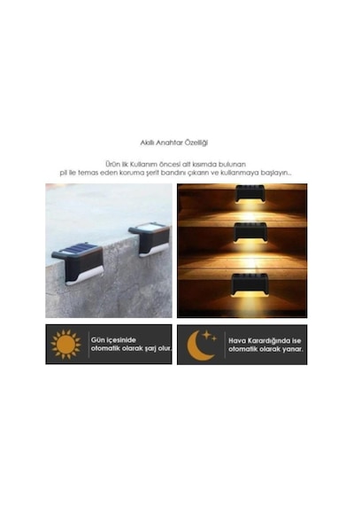 Zhltools Solar Güneş Enerjili Merdiven Lambası 4 Adet Siyah