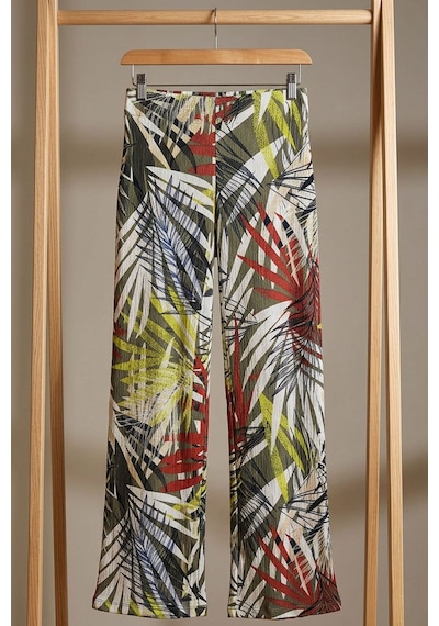 Cotenconcept Rahat Kalıp Yüksek Bel Bol Paça Viskon Karışım Kadın Pantolon Kiremit - Haki