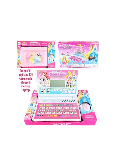 Egitici Ekranli Prenses Laptop Çocuk Bilgisayar Mauslu 100 Fonksiyonlu İngilizce Ve Türkçe B.boy