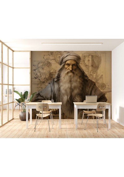 Leonardo Da Vinci İllüstrasyon Poster Duvar Kağıdı Renkli