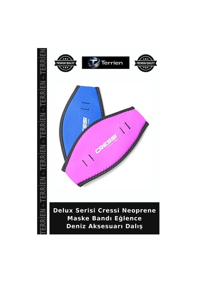 Delux Serisi Cressi Neoprene Maske Bandı Eğlence Deniz Aksesuarı Dalış Black