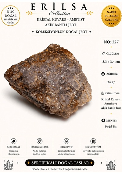 Sertifikalı Kristal Kuvars Ametist Akik Bantlı Jeot Koleksiyonluk 94626059