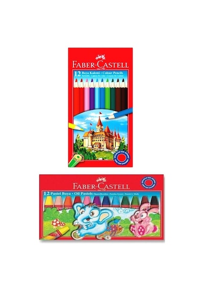 Faber Castell Kuru Boya 12 Li Tam Boy - Pastel Boya 12 Li - 2 Li Set 12renk