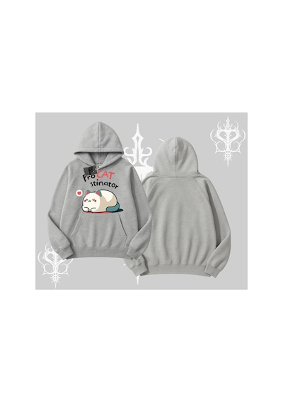 Tarzsokak Paws Off Yazılı Kedi Baskılı Streetwear Kapşonlu Sweatshirt Beyaz