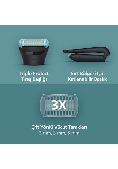 Philips Vücut Bakım 5000 Serisi Duşa Uygun, Hassas Bölge Ve Vücut Tıraş Makinesi - Bg5475/15