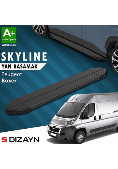 S-dizayn Peugeot Boxer 3 Kısa Şase Skyline Siyah Yan Basamak 203 Cm 2006 Üzeri A+ Kalite