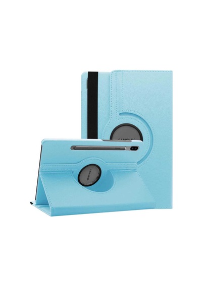 Galaxy Uyumlu  Tab S7 Fe Lte T737-t736-t733-t730 Frm Dönebilen Standlı Kılıf-mavi Arka Kapak