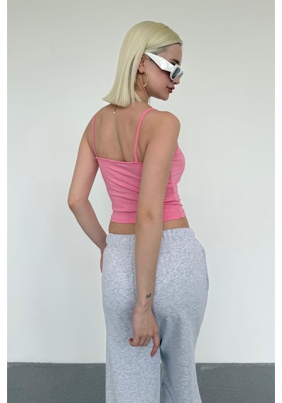 Madmext Şeker Pembe Askılı V Yaka Atlet Mg2454 Şeker Pembe
