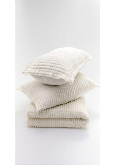 Merinos Modern Line 3 Parça Yatak Örtüsü - Ekru Beyaz