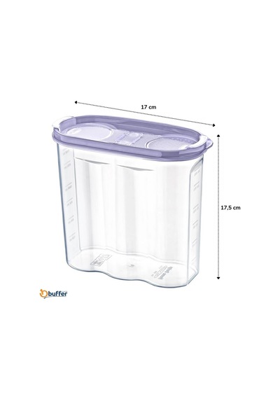 Biishe 2 Kapaklı Ölçekli Erzak Kuru Gıda Saklama Kutusu Kabı - 1,7 Litre - Sa935 Çok Renkli