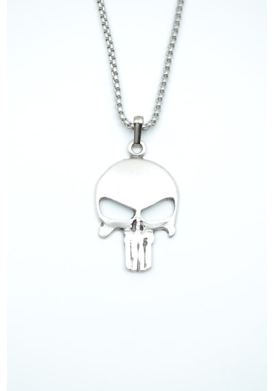 Punisher Cezalandırıcı Örme Zincir Kolye Gümüş