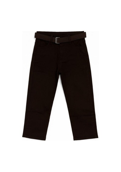 Zekids Erkek Çocuk Kemerli Gabardin Pantolon-16347 Kahverengi