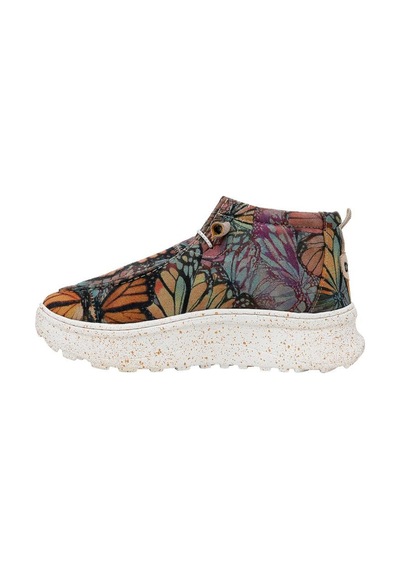 Kadın Vegan Deri Krem Bot - Moths And Butterflies Tasarım Multicolor