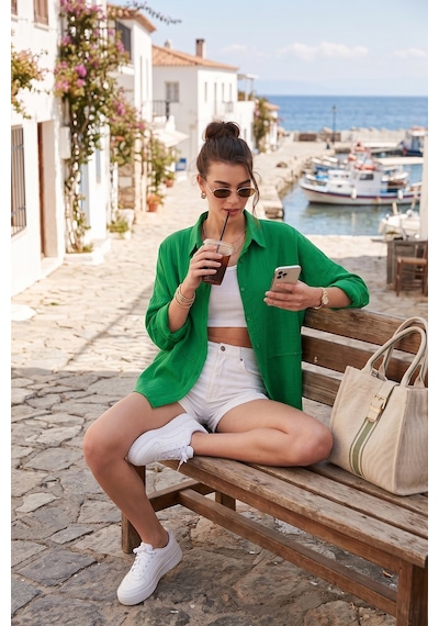 Lela Pamuklu Regular Fit Müslin Bayan Gömlek Cf25S166905 Benetton