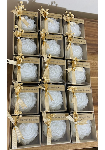 Bernami Mumluk Şamdanpinterest 15 Adet Kraft Kutuda Şakayık Hediyelik Mum, Nişan, Kına, Söz, Sünnet, Doğum Günü Diğer