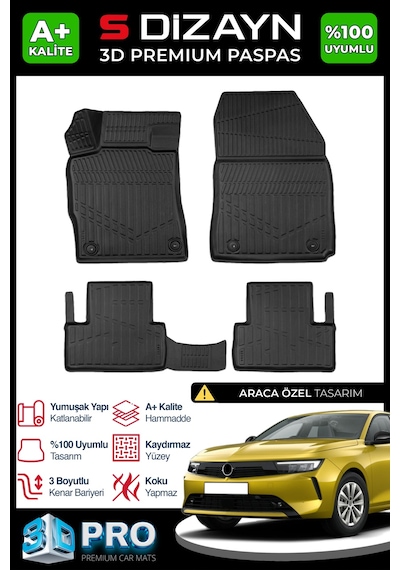 S-dizayn Opel Astra L 3d Pro Havuzlu Paspas 2021 Üzeri A+ Kalite
