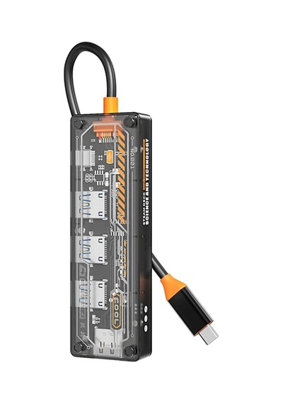 Ally 5in1 Type-c To Usb3.0 + Usb2.0 2 + Type-c Pd 100w + Hdmı Çoğaltıcı Transparan Hub- 5775 Renkli