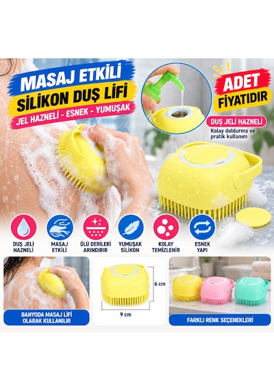 Yumuşak Silikon Malzemeli Esnek Jel Hazneli Masaj Fonksiyonlu Etkili Banyo Duş Kese Lifi Adet Fiyatıdır