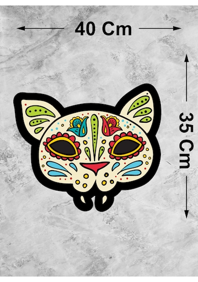 Desenli Kedi Sticker - Araba Oto Motosiklet Karavan Laptop Cam Sticker - 00285 40x35 Cm