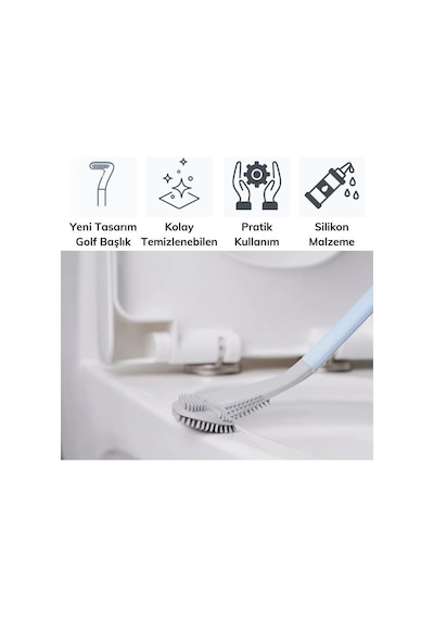 Pratik Golf Tasarımlı Bükülebilir Silikon Tuvalet Fırçası Wc Klozet Fırçası- 1 Adet
