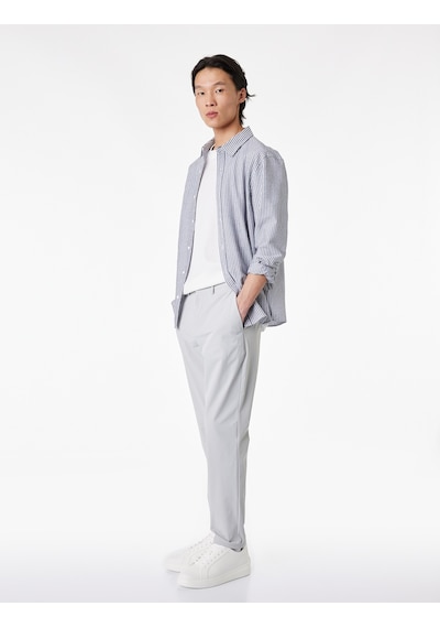 Koton Normal Bel Cepli Düğmeli Slim Fit Non Iron Esnek Kumaş Pantolon Taş 6sam40085hw