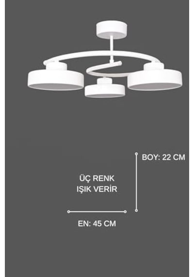 Dönence Led Beyaz Renk Modern Tasarım Enerji Tasarruflu Üç Renk Işık Ledli Dekoratif Avize Salon Yemek Odası Diğer