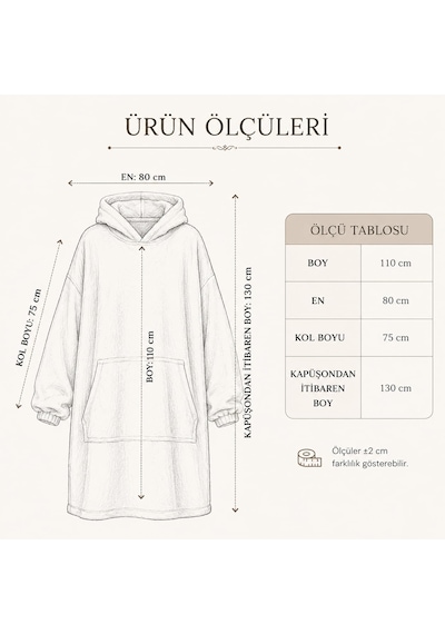 Mulberry Wellsoft Kapşonlu Giyilebilir Tv Battaniyesi Unisex Over Size - Camel 36 Derece Üstü