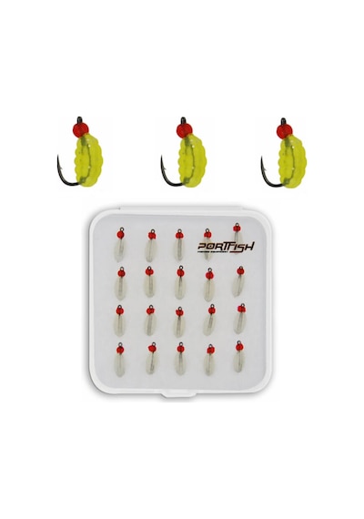 Portfish Kurtcuk Silikon Yem 20 Li Paket Renk: Açık Yeşil