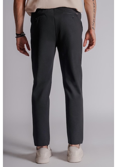 Braccas Erkek Yandan Cepli Beli Lastikli Relaxed Fit Chino Pantolon Siyah Siyah