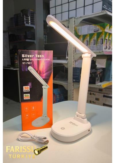 Silver Toss St-7901 30 Smd Led Şarj Edilebilir Ayarlanabilir Masa Lambası Beyaz