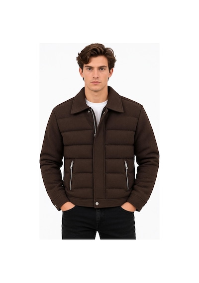 Rayyen Slim Fit Erkek Yakalı Dolum Mont 7815 Kahverengi