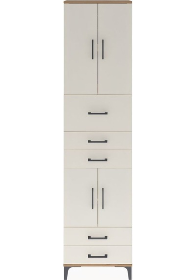 Arges Dolap 4 Raflı 5 Çekmeceli 4 Kapaklı 60x30x243 Çam-aytaşı Çam