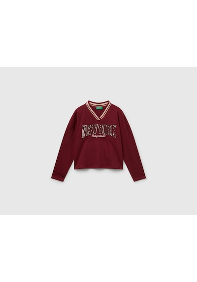United Colors Of Benetton Benetton Kız Çocuk Payet İşlemeli Şeritli V Yaka Boxy Fit Uzun Kollu T-shirt Bordo United Colors Of Benetton Benetton Kız Çocuk Payet İşlemeli Şeritli V Yaka Boxy Fit Uzun Kollu T-shirt Bordo