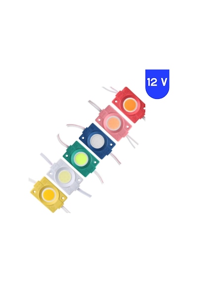 12 Volt 2.4 Watt Kare Günışığı Cob Led Modül Ip65 10 Adet Modül