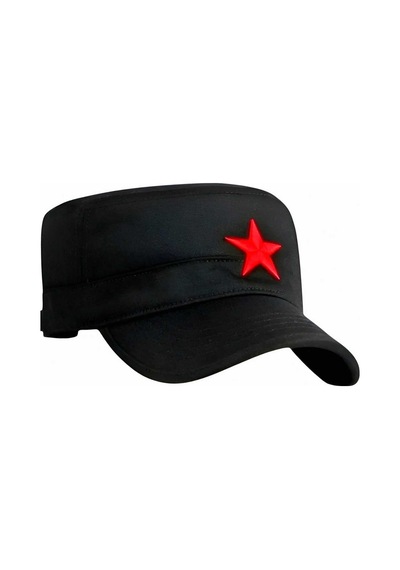 Tezzgelsin Unisex Castro Kızıl Yıldız Arkadan Ayarlanabilir Şapka Siyah