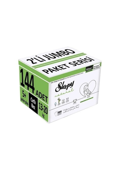 Sleepy Bebek Bezi Natural 5+ Numara Junior Plus 144 Adet