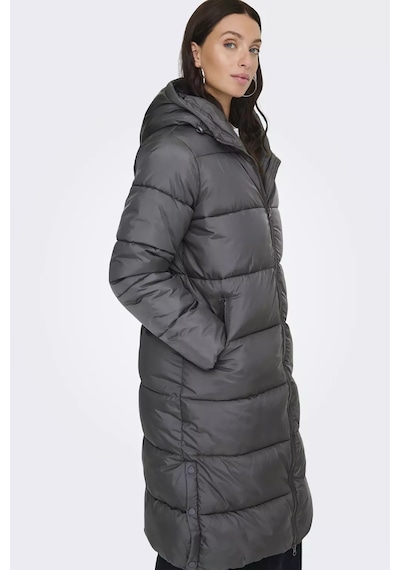 Only Kadın Onlmontana Kapüşonlu Uzun Şişme Mont 15226559 Gri Gri