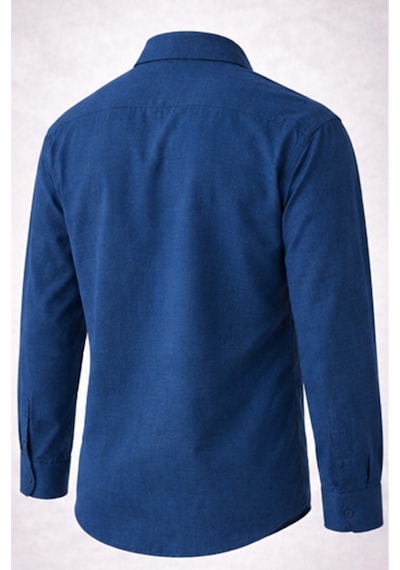 Serseri Jeans Erkek Uzun Kollu Çift Etnik Detaylı Desenli Cep Detaylı Pamuklu Rahat Kalıp Casual Gömlek İndigo