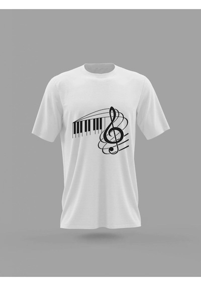 Startmore Adrift Mavi Unisex Öğretmenler Günü Müzik Öğretmeni Sol Anahtarı Baskılı T-shirt Pnrmtshrt Beyaz