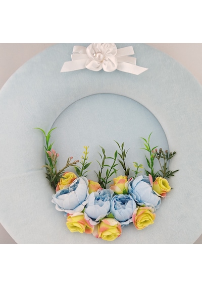 Baby Shower Kapı Süsü ve Çiçekli Taç Seti Mavi