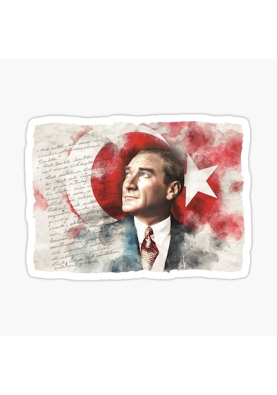 Atatürk Araba Sticker Renkli 18 Ebatında