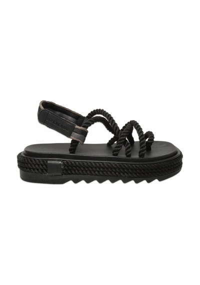 Bohonomad Ibiza Mid Platform Halat Siyah Kadın Sandalet Siyah
