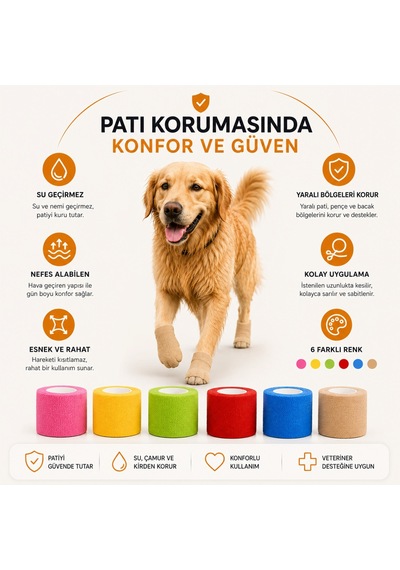 Kedi Ve Köpek Pati Bandajı - Su Geçirmez - Kendinden Yapışkanlı -