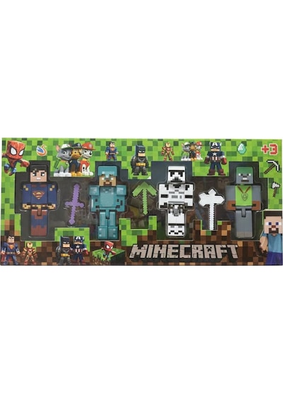 Süperman Minecraft 4 Karakter 3 Aksesuar 7 Parça Çocuk Figür Oyun Seti