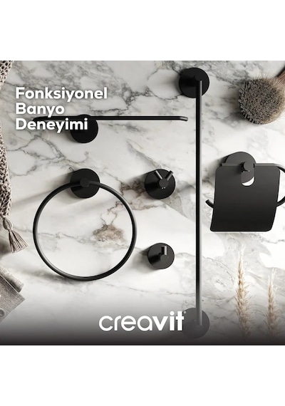Creavit DR27015S Drop Tuvalet Kağıtlığı (Kapaklı) Siyah