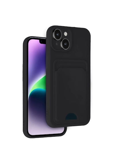 Apple İphone 14 Kılıf Kelvin Kartvizitli Silikon - Siyah